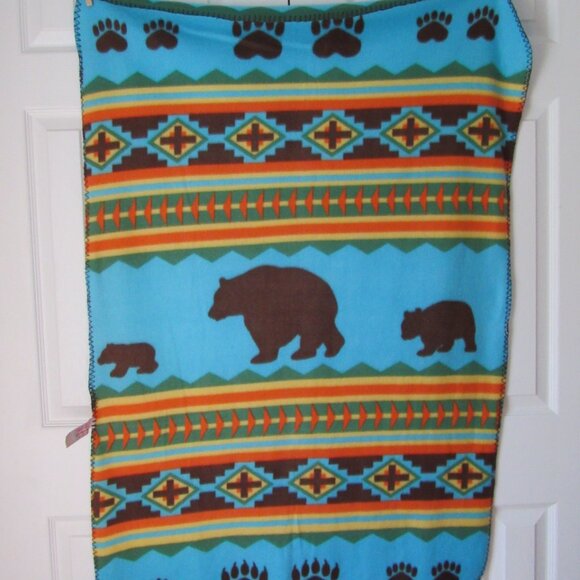St Labre Indian School Vintage Throw Blanket Bear 100% Polyester Ashland Montana - Picture 2 of 9